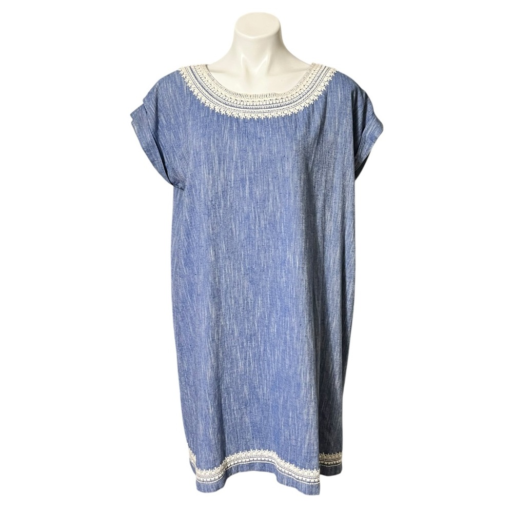 Roller Rabbit Cotton Chambray Embroidered Dress Size Large